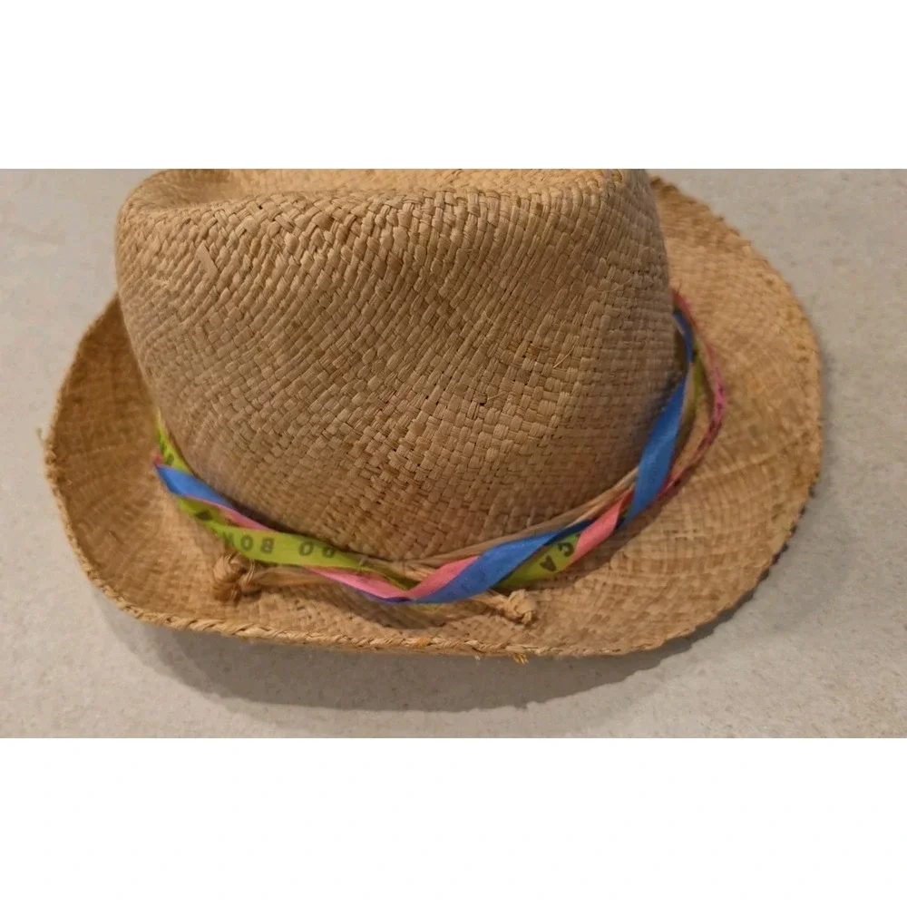 NWT Straw Fedora Sun Hat Boho Chic Cottagecore Coastal Beach Vacation Wear SZ OS